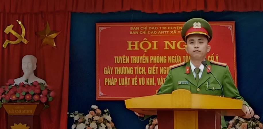 Công an xã Yên Trường tuyên truyền phòng ngừa tội phạm cố ý gây thương tích, giết người và tội phạm vi phạm pháp luật .