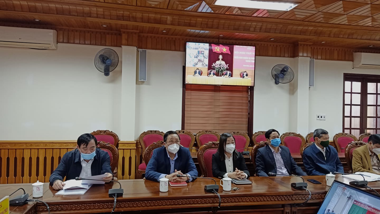 Đại biểu tham dự hội nghị tại điểm cầu huyện Yên Định.