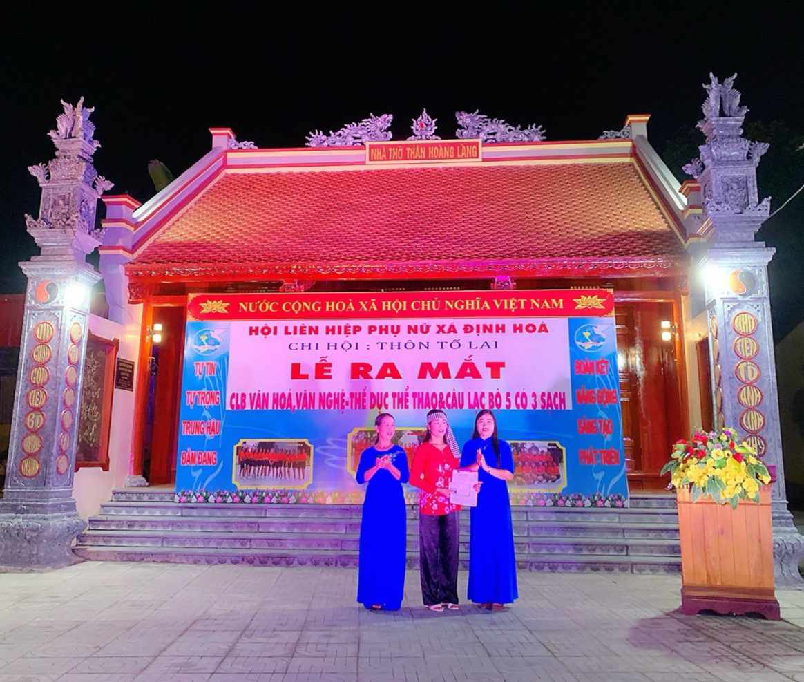 Chi Hội phụ nữ thôn Tố Lai thu hút 54 hội viên tham gia CLB dân vũ thể thao; 40 hội viên tham gia CLB VHVN – TDTD và 30 hội viên tham gia CLB 5 có, 3 sạch.