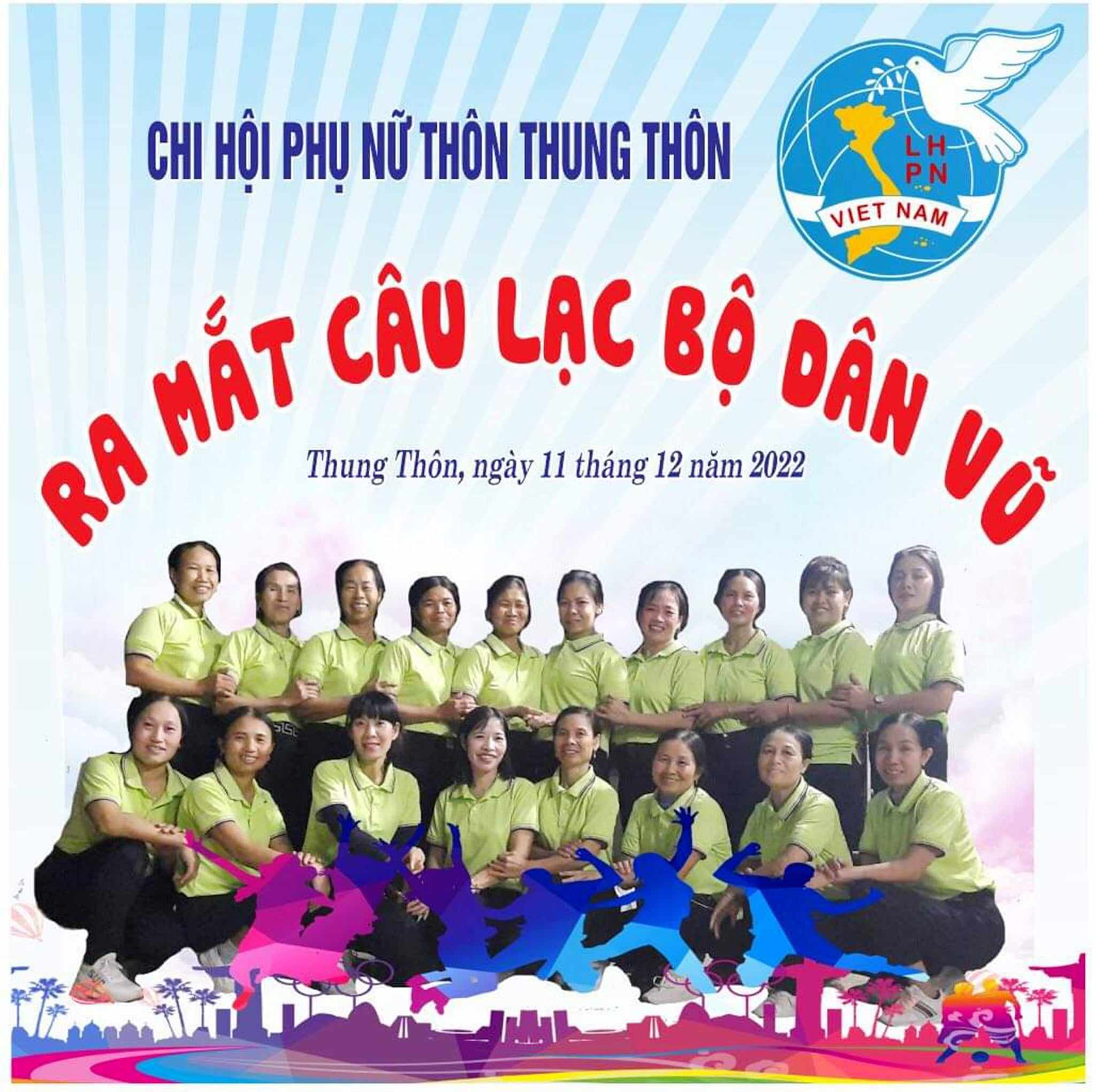 Chi Hội phụ nữ thôn Thung Thôn thu hút 22 hội viên tham gia CLB dân vũ thể thao và 40 hội viên tham gia CLB 5 có, 3 sạch.