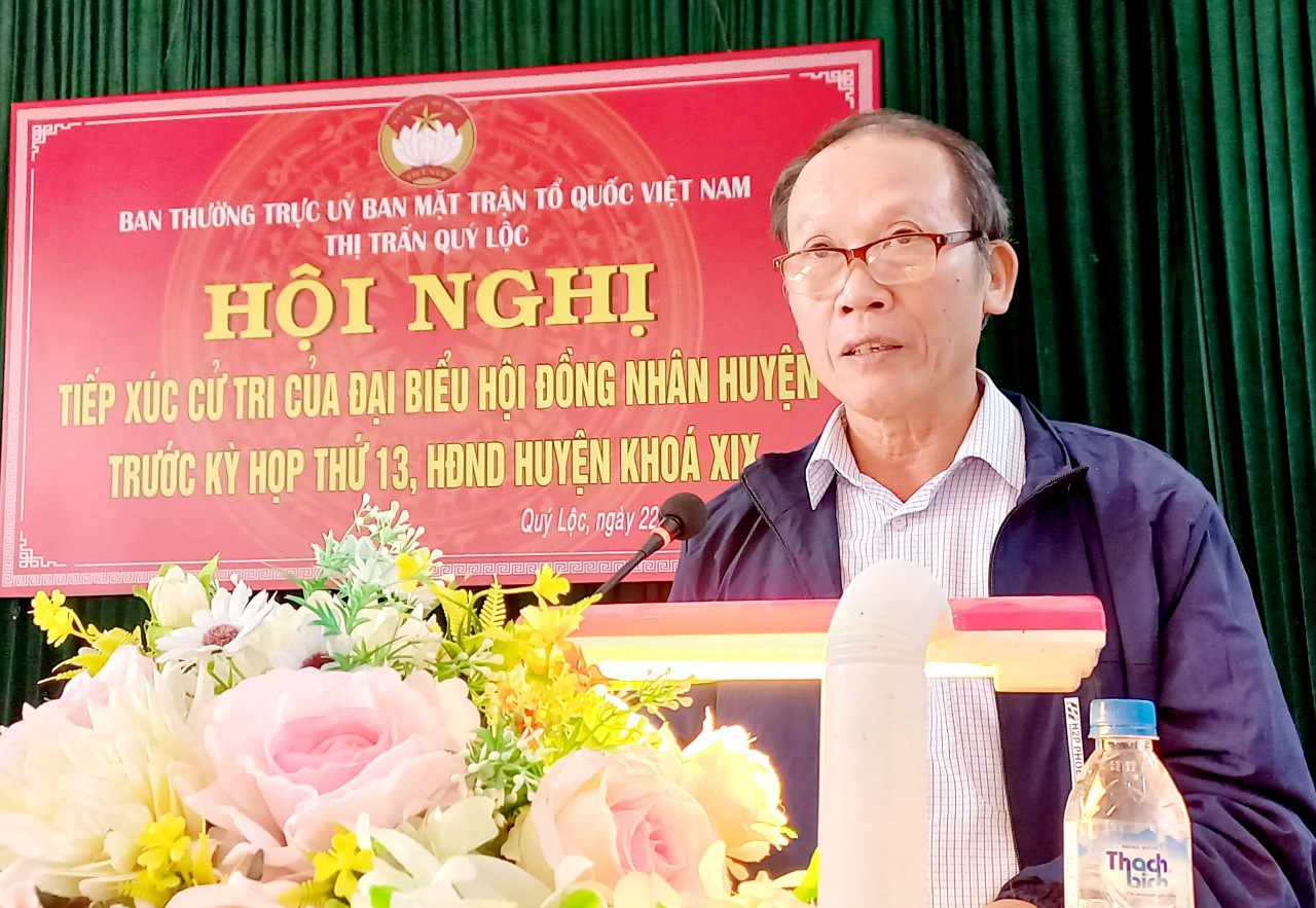 Cử tri phát biểu ý kiến tại hội nghị.